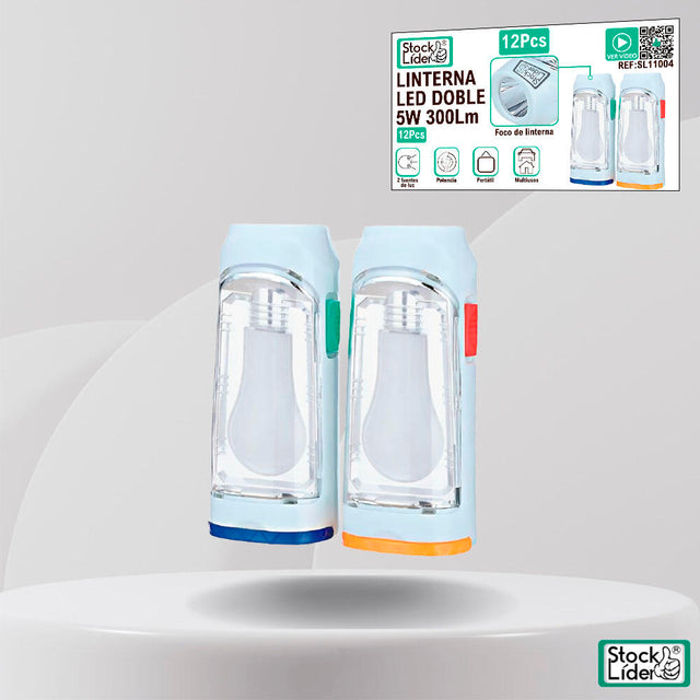 Linterna led doble 5w 300lm | Compacta y útil