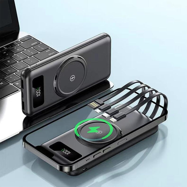 Powerbank carga inalámbrica y cables