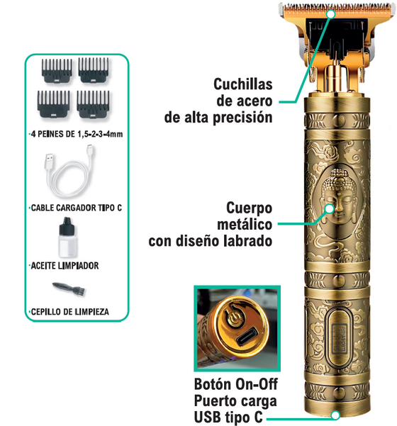 Maquinilla cortapelo USB-C precisa
