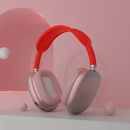 Auriculares Bluetooth rojos con micrófono