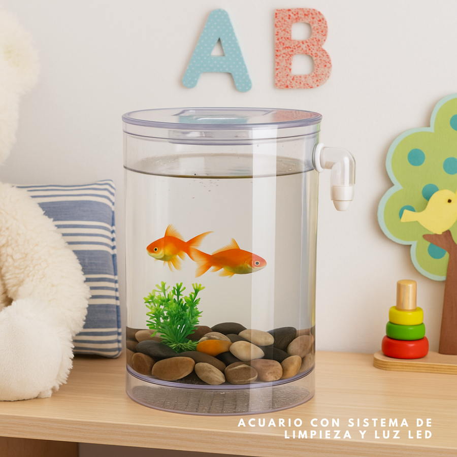 Acuario con limpieza integrada y LED