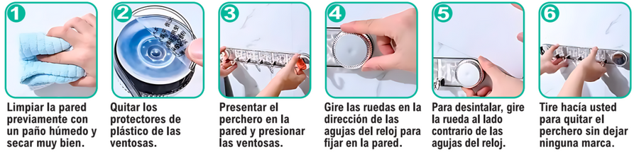 Perchero con ventosa para baño y cocina