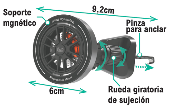 Soporte móvil magnético coche 360°