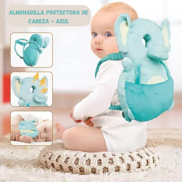 Almohadilla anticaída bebé elefante azul
