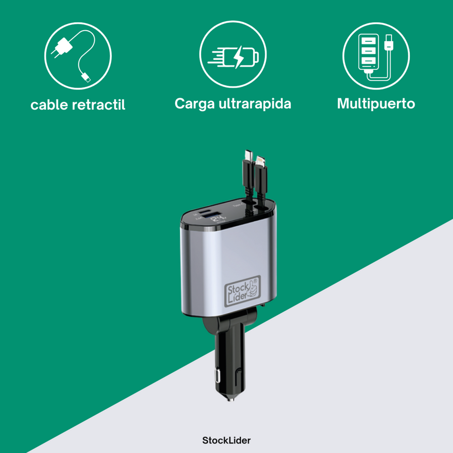 Cargador para coche 120W retráctil