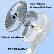 Ventilador portátil con pinza recargable