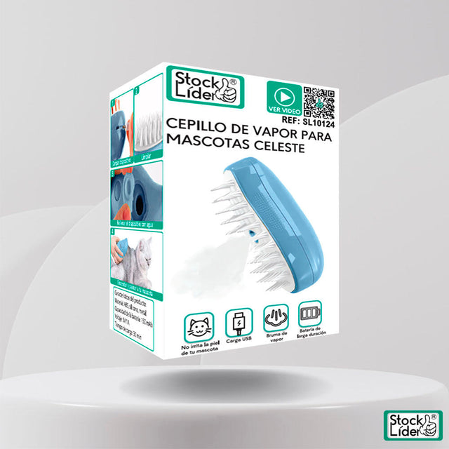 Cepillo mascota celeste para quitar pelo