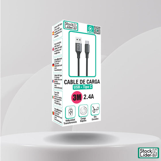Cable USB Tipo C 3M de Carga Rápida