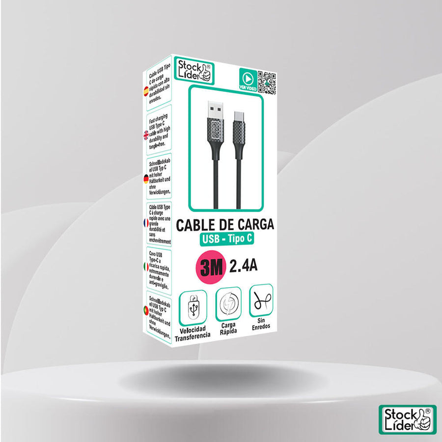 Cable USB Tipo C 3M de Carga Rápida
