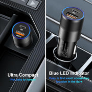 Cargador coche USB y USB-C carga rápida
