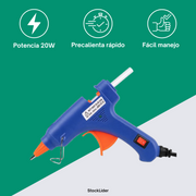 Pistola termofusible 20W rápida y precisa