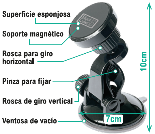 Soporte móvil coche ventosa 360°
