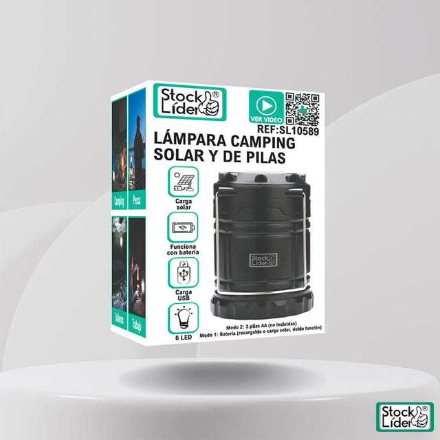 Lámpara camping solar y pilas portátil