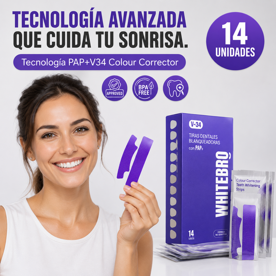 Tiras Blanqueadoras Dentales V34 | 14 uds