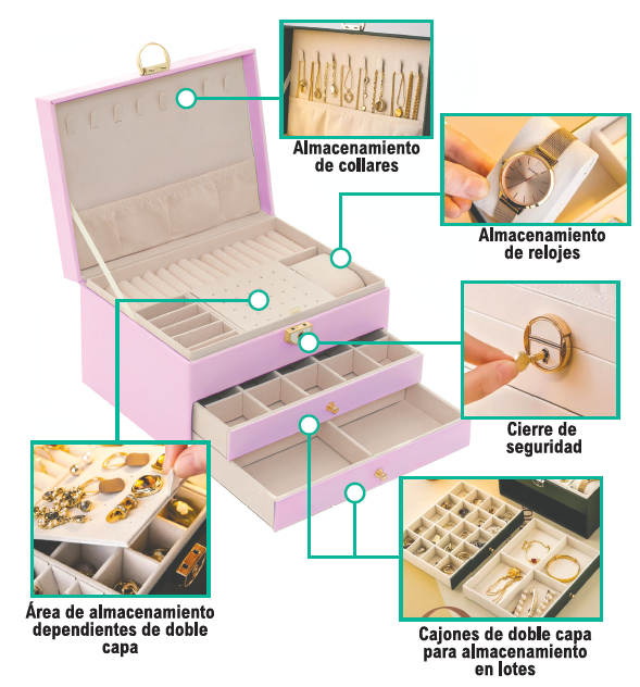 Joyero 3 plantas con llave | ViamoMas