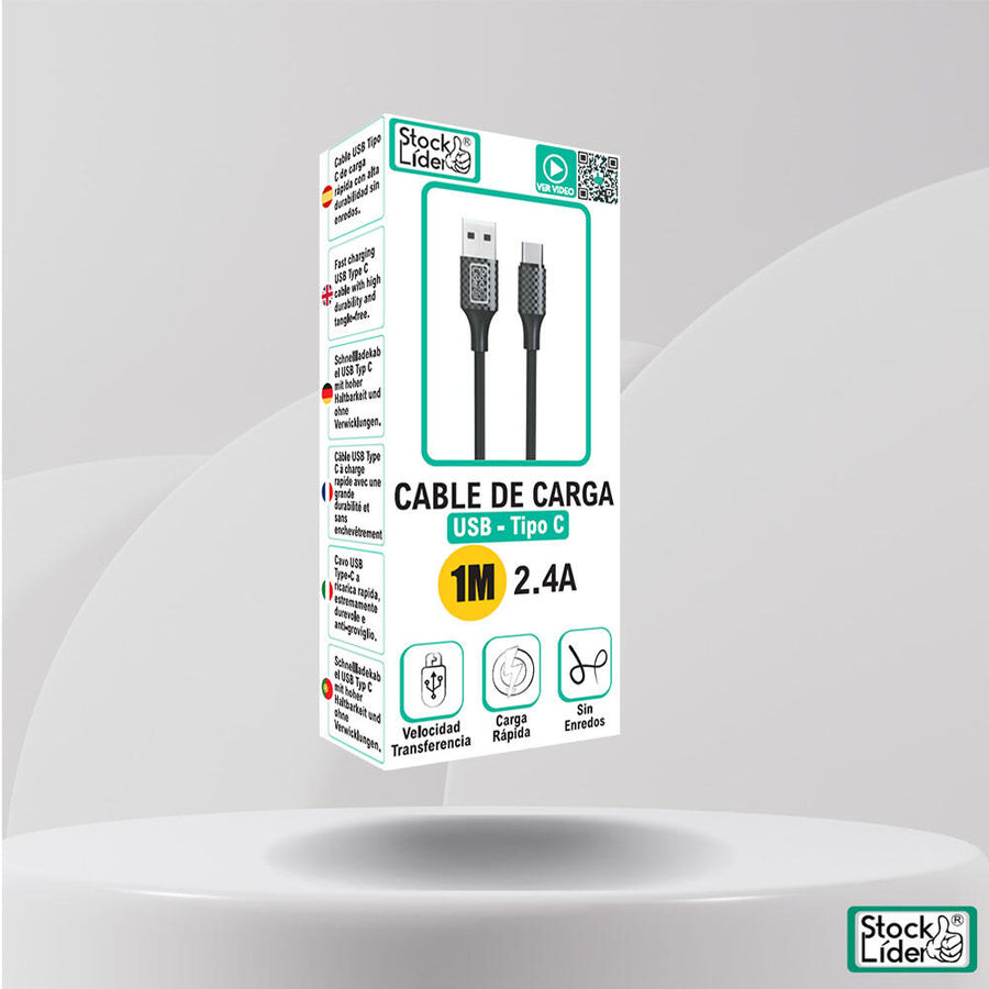 Cable USB Tipo C 1M carga rápida 2.4A