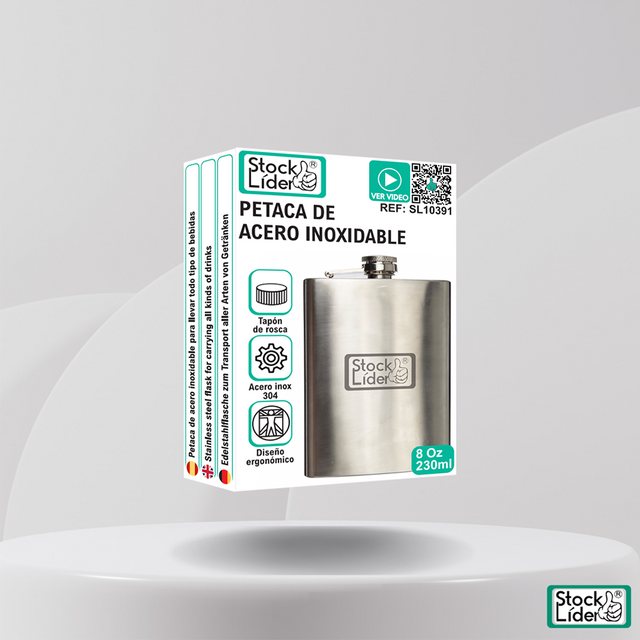 Petaca de acero inoxidable compacta