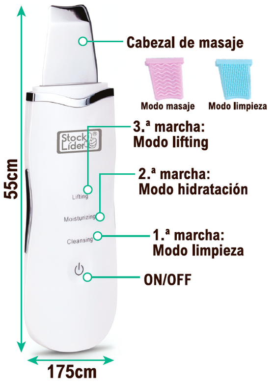 Limpiador facial ultrasónico 3 modos