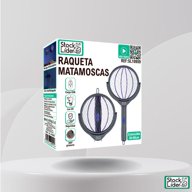 Raqueta matamoscas eléctrica recargable