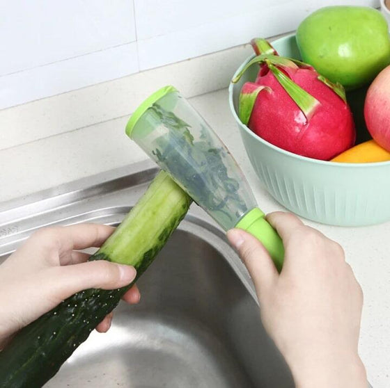 Pelador con contenedor para cocina