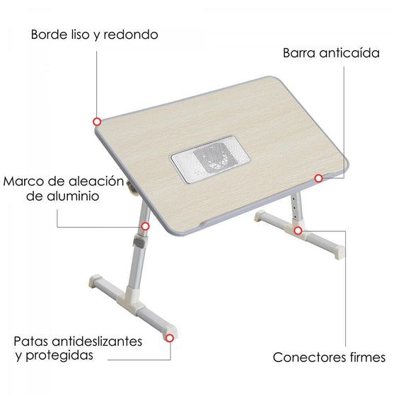 Mesa plegable portátil con ventilador USB
