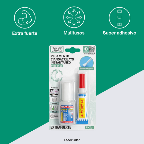 Pegamento cianoacrilato instantáneo 8+2 g