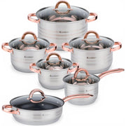 Batería de cocina 12 piezas inducción rosa