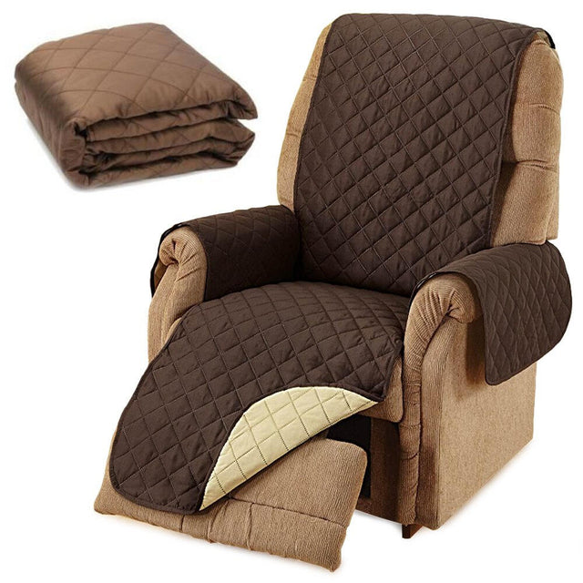 Funda de sillón reversible blanco y marrón