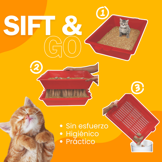 Arenero tamiz para gatos Sift & Go