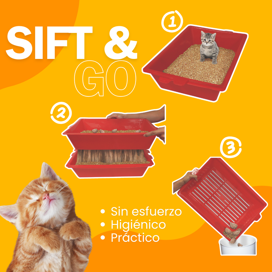 Arenero tamiz para gatos Sift & Go