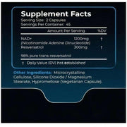 NAD Resveratrol Suplemento 90 Cápsulas