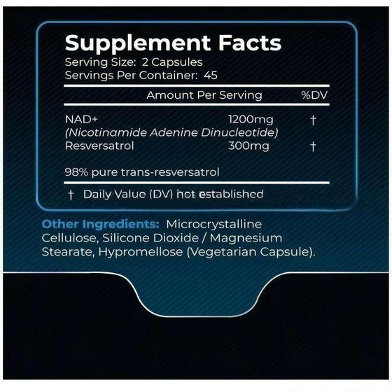 NAD Resveratrol Suplemento 90 Cápsulas