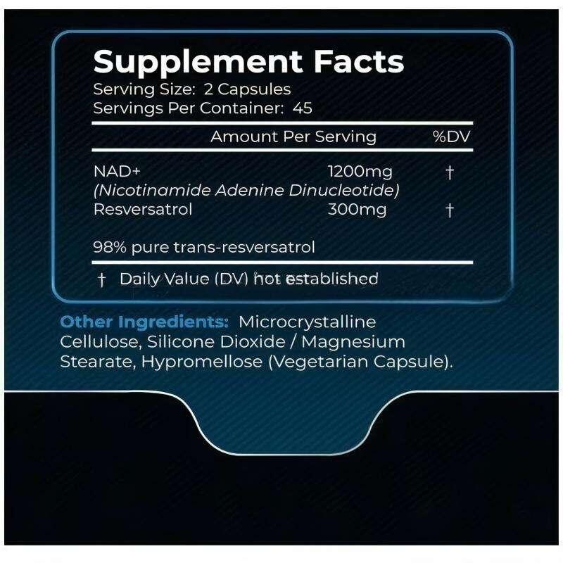 NAD Resveratrol Suplemento 90 Cápsulas