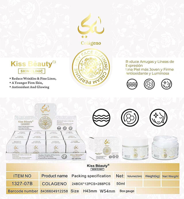 Crema Facial Colágeno 50 ml Kiss Beauty