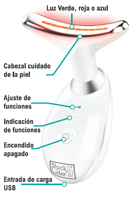 Masajeador facial LED y calor | ViamoMas
