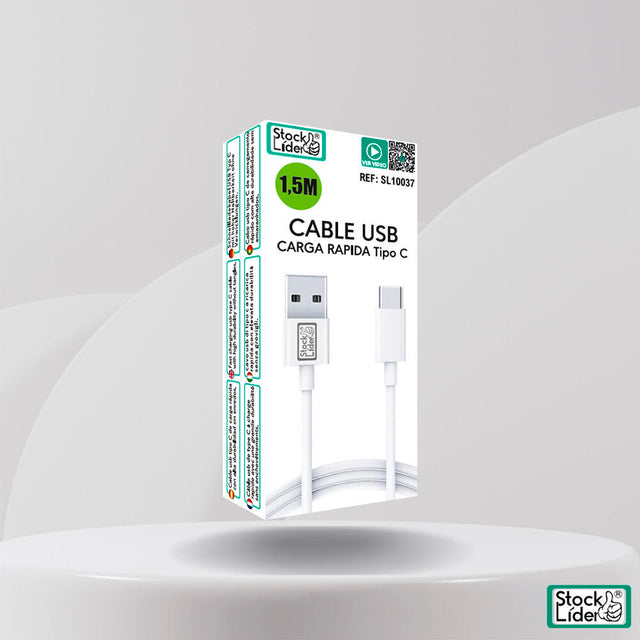 Cable tipo C 1.5m resistente y cómodo