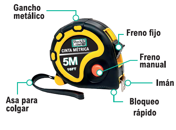 Cinta métrica 5m con imán y bloqueo