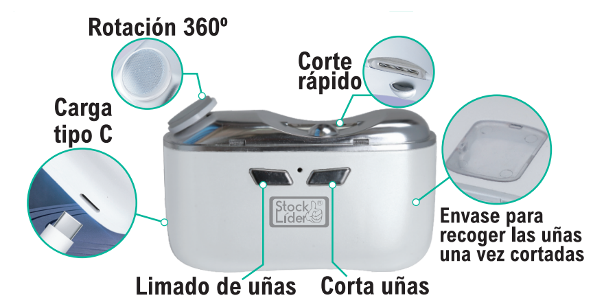 Corta uñas eléctrico suave y preciso