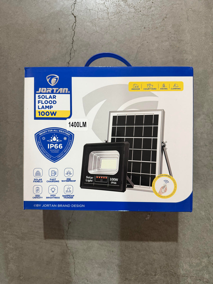 Foco LED con placa solar 100W exterior