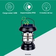 lámpara solar camping sensor movimiento