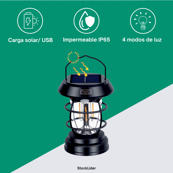 lámpara solar camping sensor movimiento