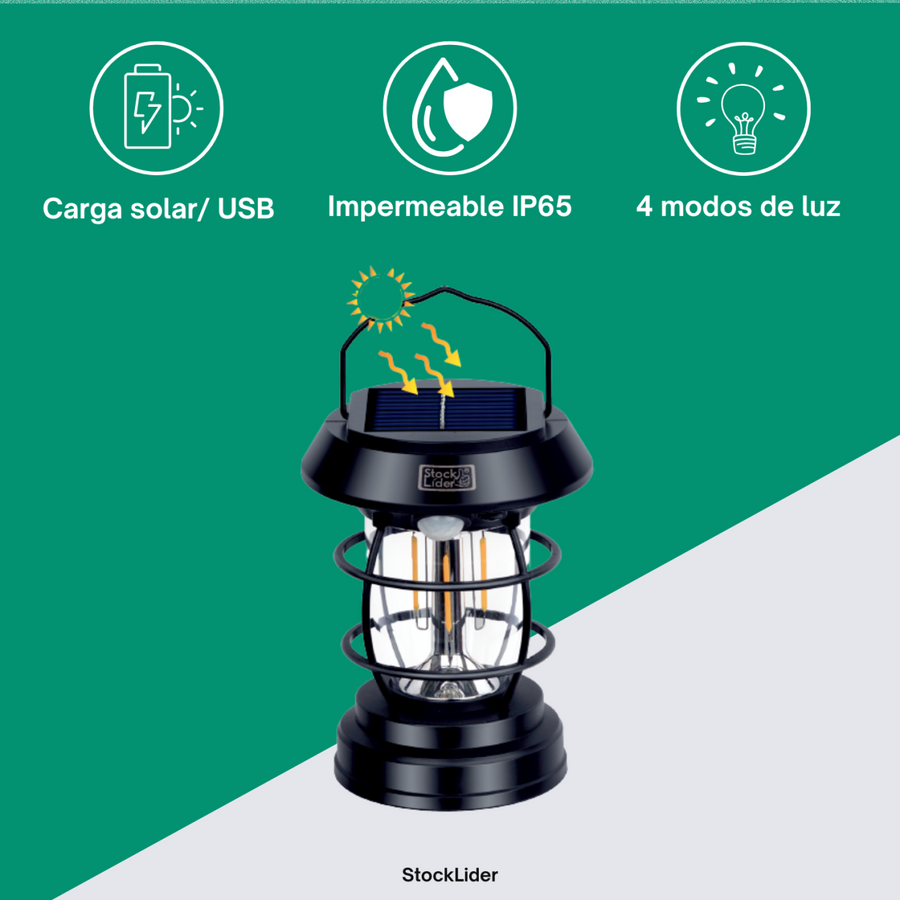 lámpara solar camping sensor movimiento
