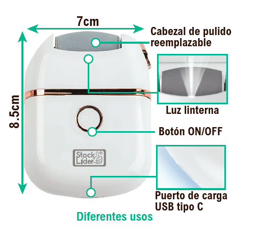 Lima eléctrica de pedicura USB-C | ViamoMas
