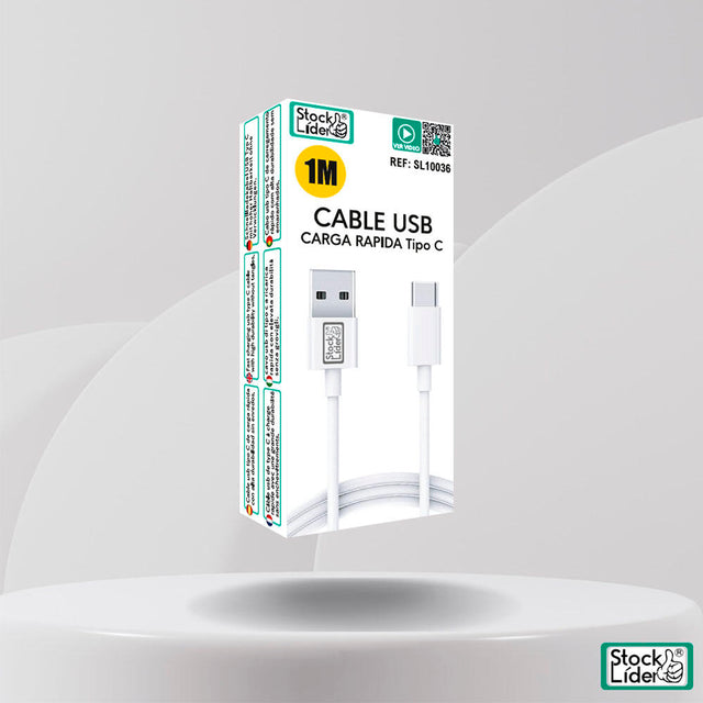 Cable tipo C 1m resistente y rápido