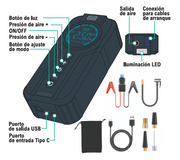 Compresor arrancador batería coche y moto