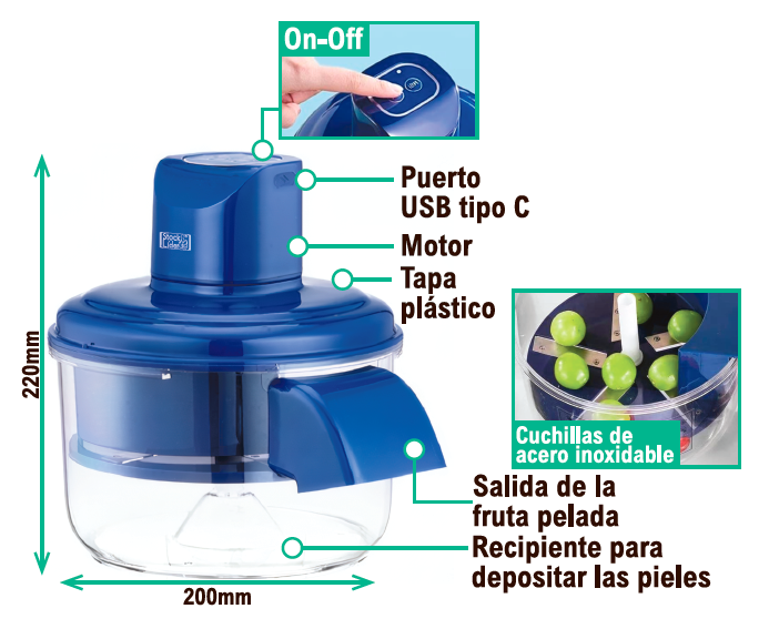 Máquina peladora de frutas USB | ViamoMas