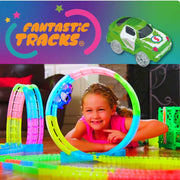 Pista de carreras flexible glow para niños