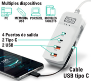 Regleta de carga USB 4+1 compacta 60W