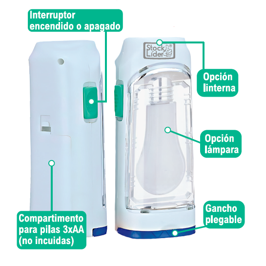 Linterna led doble 5w 300lm | Compacta y útil