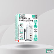 Regleta de carga USB 4+1 compacta 60W